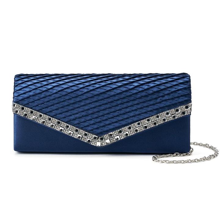 Gunne Sax By Jessica Mcclintock Jacki Satin Pleated Rhinestone Clutch, Women's, Blue
