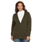 Plus Size Croft & Barrow&reg; Button Front Long Sleeve Cardigan, Women's, Size: 3xl, Green