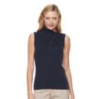 Women's Croft & Barrow&reg; Ribbed Sleeveless Turtleneck Top, Size: Large, Blue