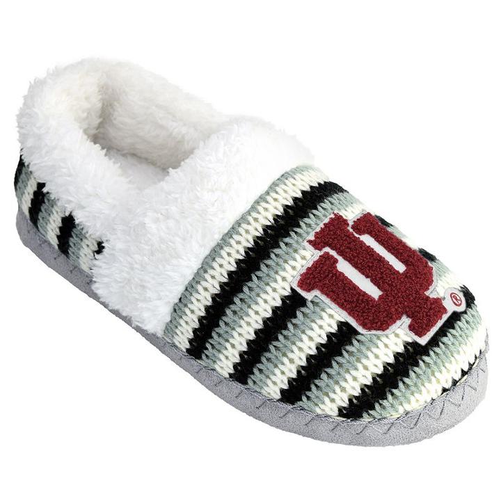 Women's Indiana Hoosiers Striped Sweater Slipers, Size: Small, White