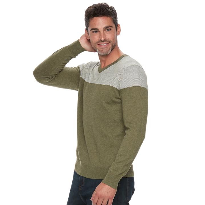 Men's Sonoma Goods For Life™ Coolmax Classic-fit V-neck Sweater, Size: Large, Dark Green