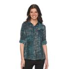 Women's Apt. 9&reg; Dot Roll-tab Blouse, Size: Small, Green