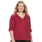 Juniors' Plus Size Candie's&reg; Strappy Shoulder Top, Girl's, Size: 1xl, Red