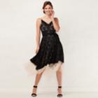 Women's Lc Lauren Conrad Lace Handkerchief Hem Midi Dress, Size: 8, Black