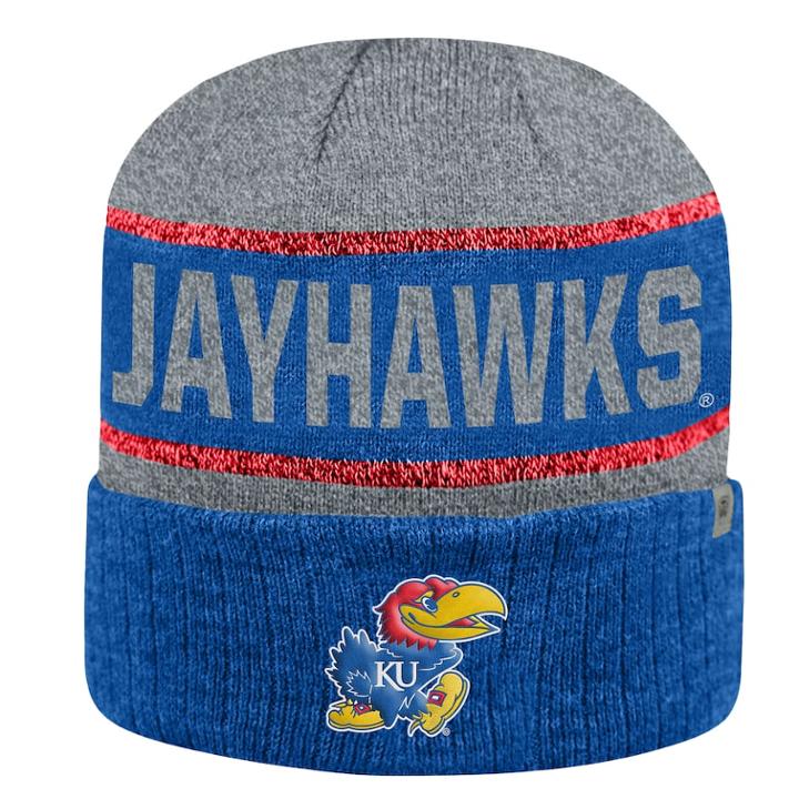 Adult Top Of The World Kansas Jayhawks Below Zero Ii Beanie, Adult Unisex, Med Blue