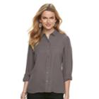 Women's Apt. 9&reg; Convertible Button Tab Blouse, Size: Medium, Dark Grey
