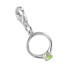Sterling Silver Cubic Zirconia Ring Charm, Women's, Green