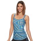 Women's Croft & Barrow&reg; Tummy Slimmer D-cup Side-tassel Tankini Top, Size: 10, Med Blue