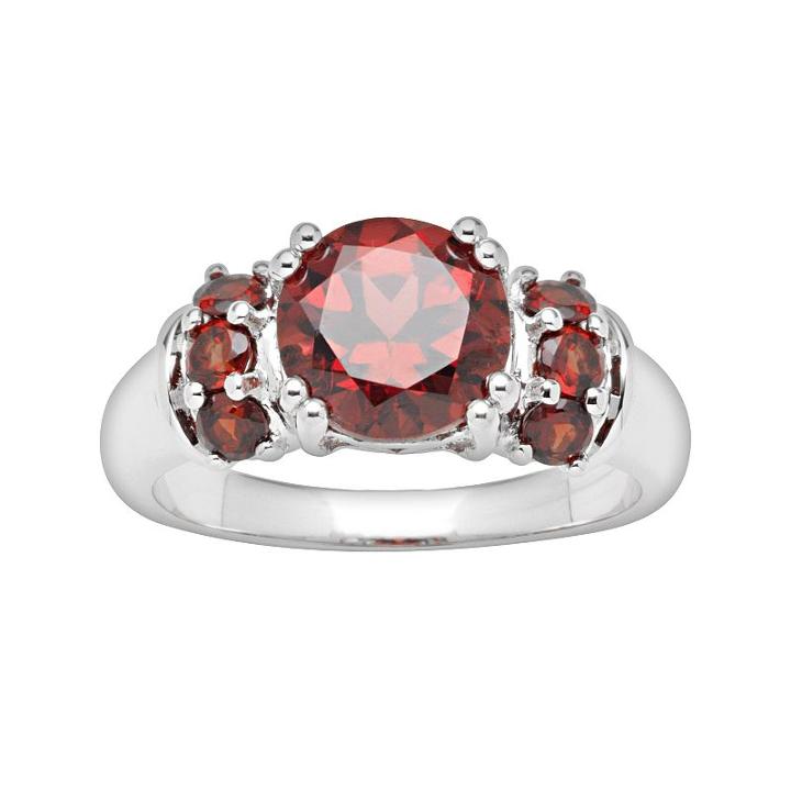 Sterling Silver Garnet Ring, Women's, Size: 5, Red
