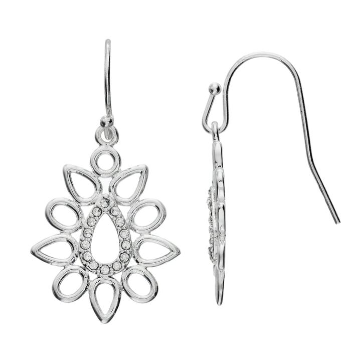 Lc Lauren Conrad Openwork Cluster Nickel Free Teardrop Earrings, Women's, Silver