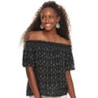 Juniors' Rewind Woven Off-the-shoulder Top, Teens, Size: Xl, Black