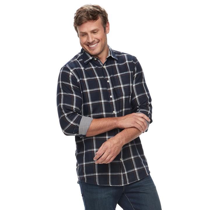 Big & Tall Sonoma Goods For Life&trade; Modern-fit Supersoft Double-weave Button-down Shirt, Men's, Size: 3xb, Dark Blue