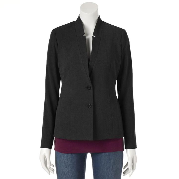 Women's Apt. 9&reg; Notch Collar Blazer, Size: 10, Black