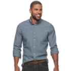 Men's Sonoma Goods For Life&trade; Modern-fit Checked Stretch Poplin Button-down Shirt, Size: Large, Light Blue