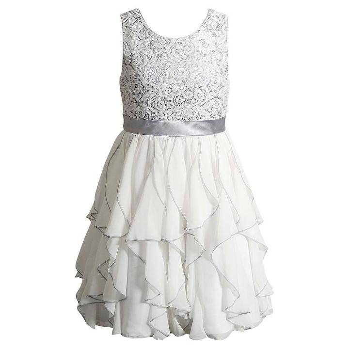 Girls 4-6x Youngland Crochet Lace Waterfall Skirt Dress, Girl's, Size: 5, Ovrfl Oth