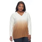 Plus Size Napa Valley Dip-dye Sweater, Women's, Size: 1xl, Dark Beige