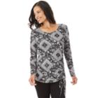 Women's Apt. 9&reg; Drawstring Tee, Size: Medium, Black White