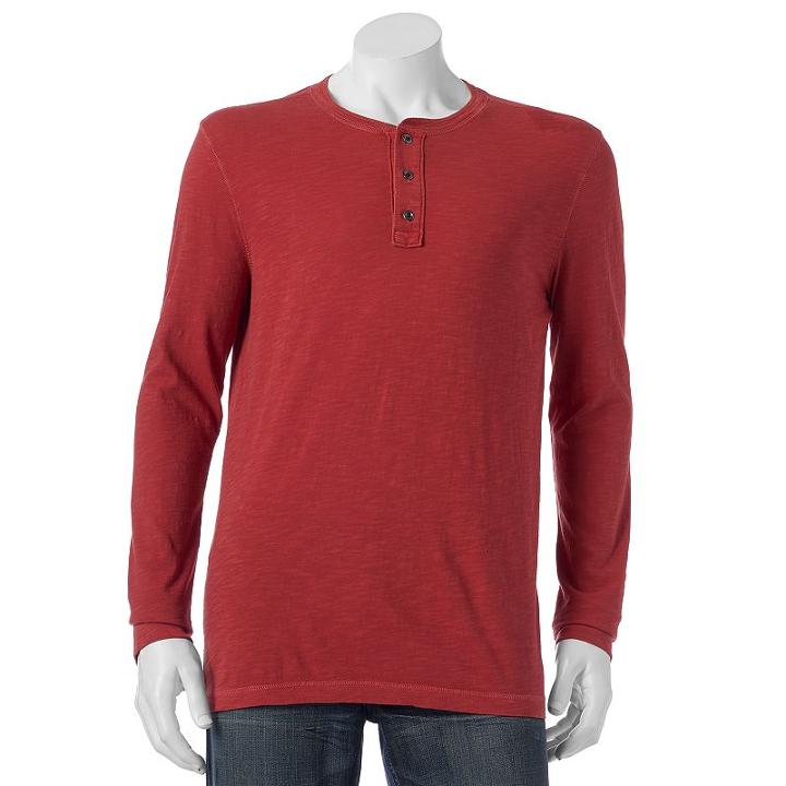 Big & Tall Sonoma Goods For Life&trade; Classic-fit Garment-dyed Slubbed Henley, Men's, Size: Xl Tall, Med Red