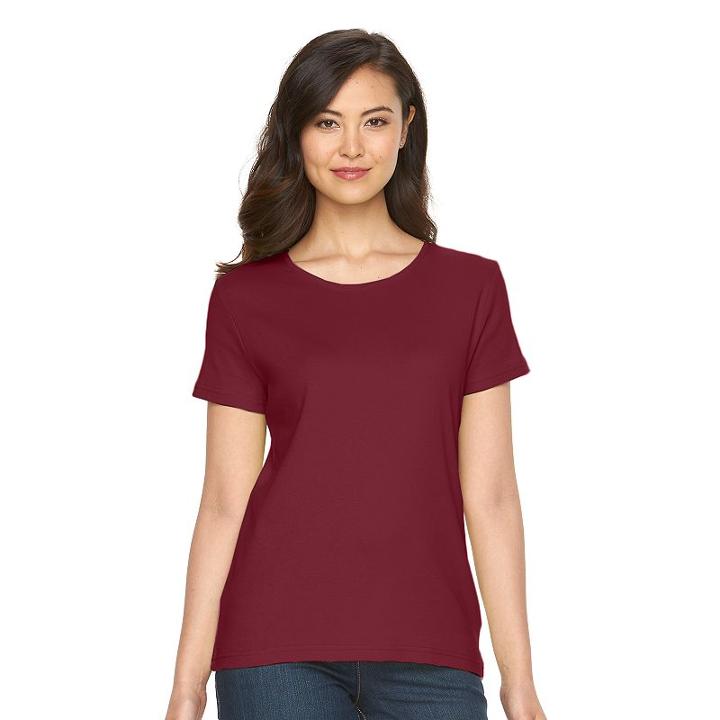 Women's Croft & Barrow&reg; Essential Crewneck Tee, Size: Large, Dark Red