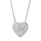 Sterling Silver 1/4 Carat T.w. Diamond Heart Pendant, Women's, Size: 18, White