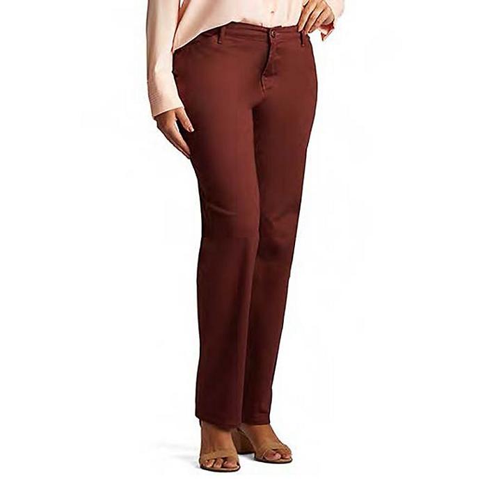 Petite Lee Relaxed Fit Straight-leg Twill Pants, Women's, Size: 14 Petite, Dark Brown