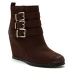 Qupid Tustin Women's Wedge Ankle Boots, Girl's, Size: 6, Brown