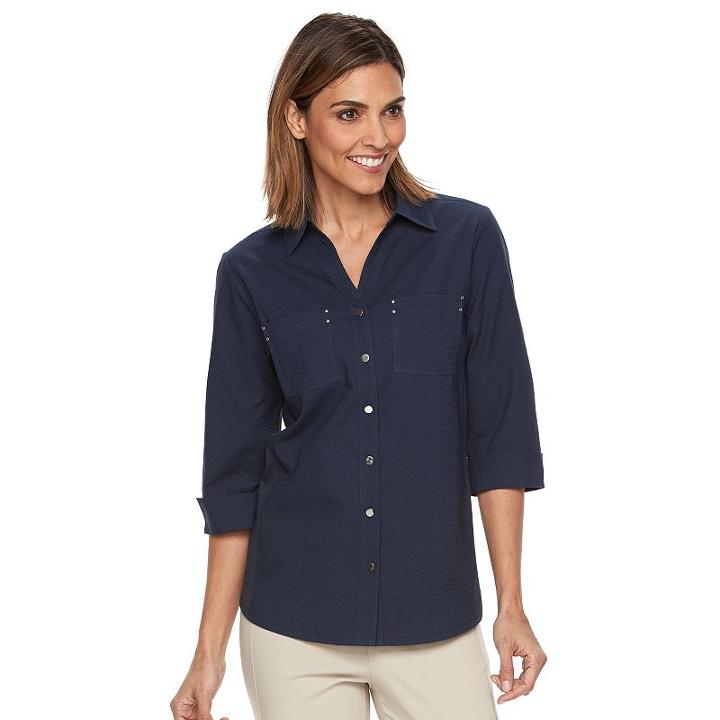 Women's Croft & Barrow&reg; Knit-to-fit Shirt, Size: Xl, Blue Other