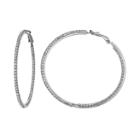 Duchess Of Dazzle Crystal Silver Tone Inside-out Hoop Earrings, Women's, White