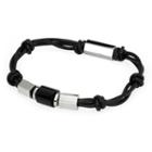 Stainless Steel Knotted Rubber Bracelet - Men, Size: 9, Grey