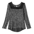Girls Plus Size 2hip Spacedye Split Back Knit Sweater Top, Girl's, Size: Xxl Plus, Black