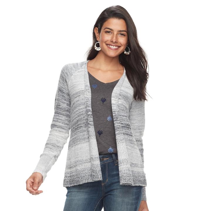 Petite Sonoma Goods For Life&trade; Ribbed Cardigan, Women's, Size: L Petite, Grey
