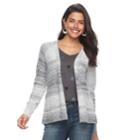 Petite Sonoma Goods For Life&trade; Ribbed Cardigan, Women's, Size: L Petite, Grey