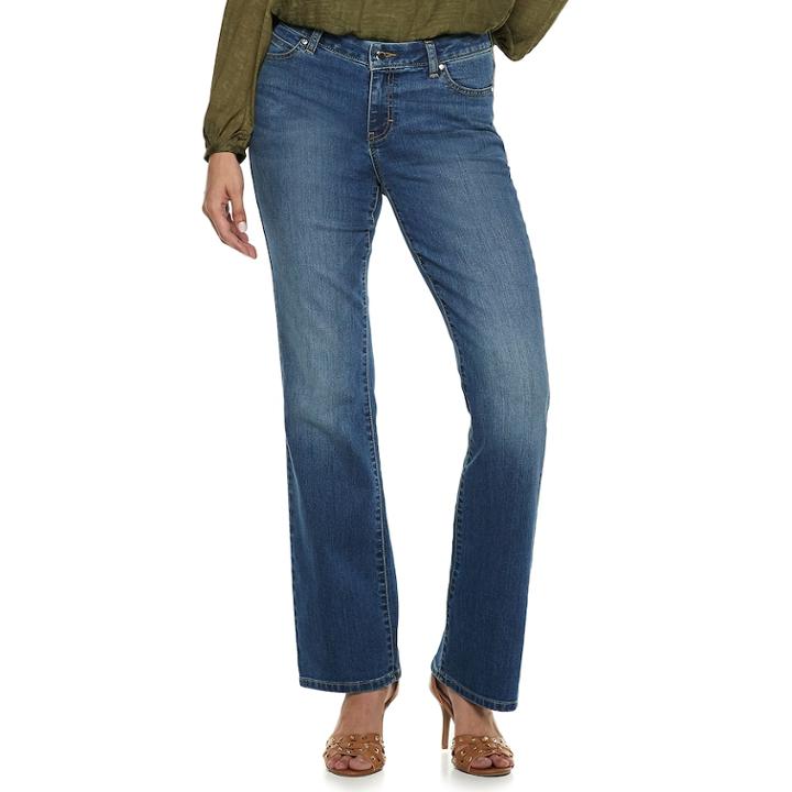 Women's Jennifer Lopez Curvy Fit Bootcut Jeans, Size: 0 T/l, Med Blue