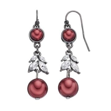 Croft & Barrow&reg; Red Simulated Pearl Nickel Free Drop Earrings, Women's