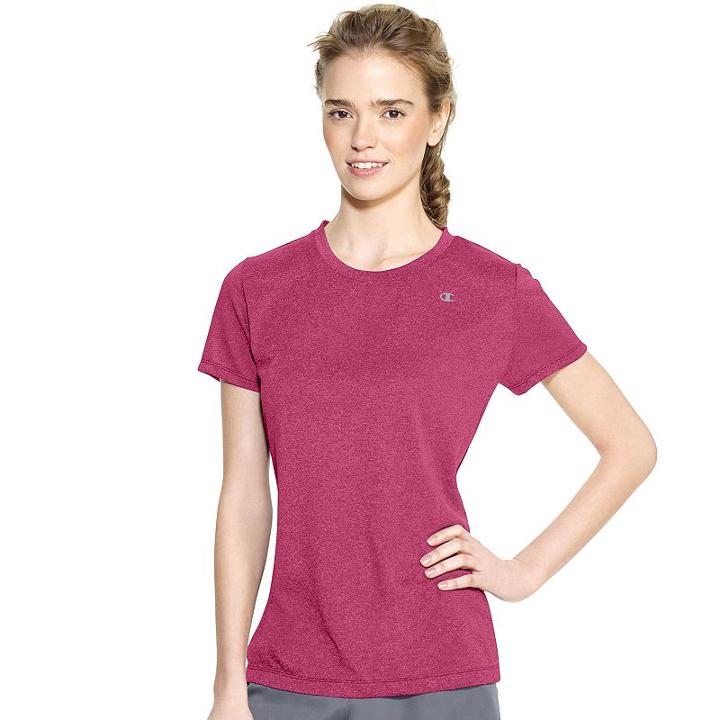 Women's Champion Powertrain Heather Performance Tee, Size: Large, Dark Pink
