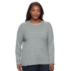Plus Size Croft & Barrow&reg; Crewneck Long-sleeve Tee, Women's, Size: 1xl, Med Green