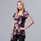 Women's Simply Vera Vera Wang Print High-low Tee, Size: Xl, Purple