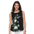Petite Croft & Barrow&reg; Printed Shirred Tank, Women's, Size: M Petite, Oxford