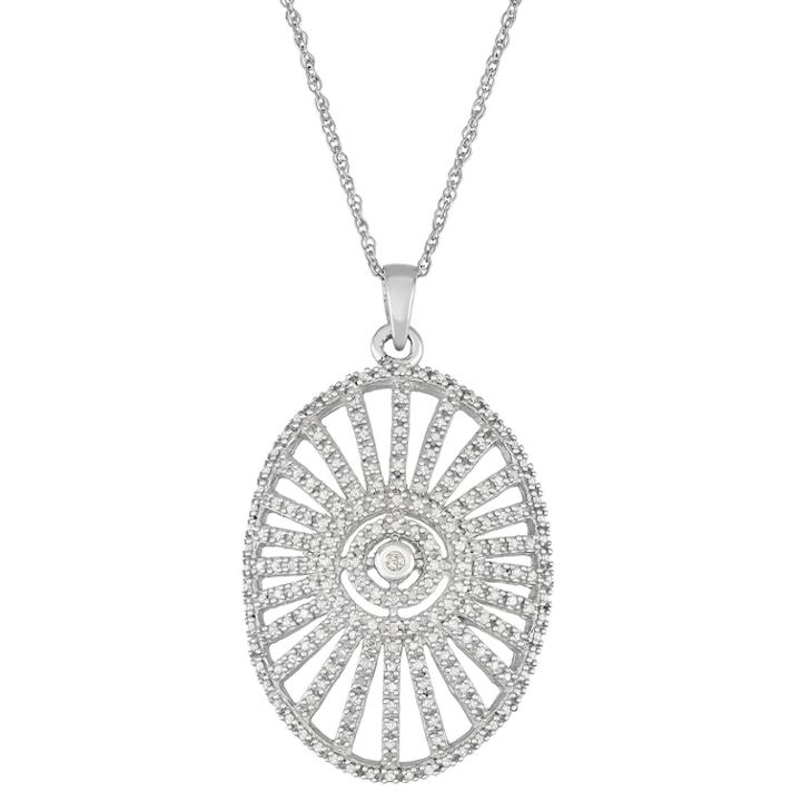Sterling Silver 1/2 Carat T.w. Diamond Openwork Pendant Necklace, Women's, Size: 18, White
