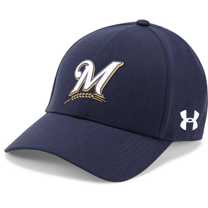 Men's Under Armour Milwaukee Brewers Driving Adjustable Cap, Blue (navy)