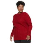 Plus Size Napa Valley Sparkly Mock Neck Sweater, Women's, Size: 2xl, Med Red