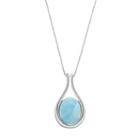 Sterling Silver Larimar Teardrop Pendant Necklace, Women's, Size: 18, Blue