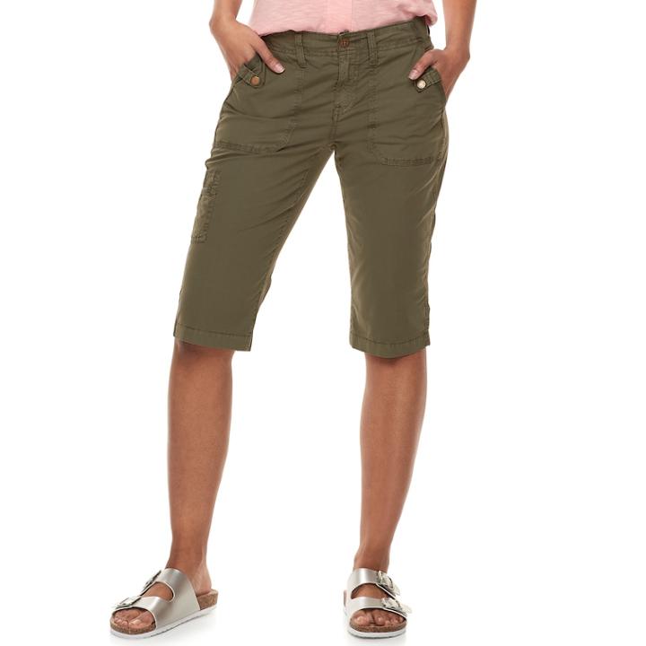 Women's Sonoma Goods For Life&trade; Ultra Breathable Poplin Skimmer Shorts, Size: 16, Green