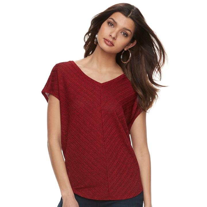 Women's Jennifer Lopez Dolman V-neck Tee, Size: Small, Med Red