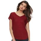 Women's Jennifer Lopez Dolman V-neck Tee, Size: Small, Med Red