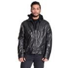 Men's Excelled Faux-leather Hooded Jacket, Size: Large, Black