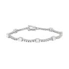 Cubic Zirconia Sterling Silver Station Tennis Bracelet, Women's, Size: 7.25, White