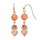Peach Bead Linear Drop Earrings, Women's, Pink Other