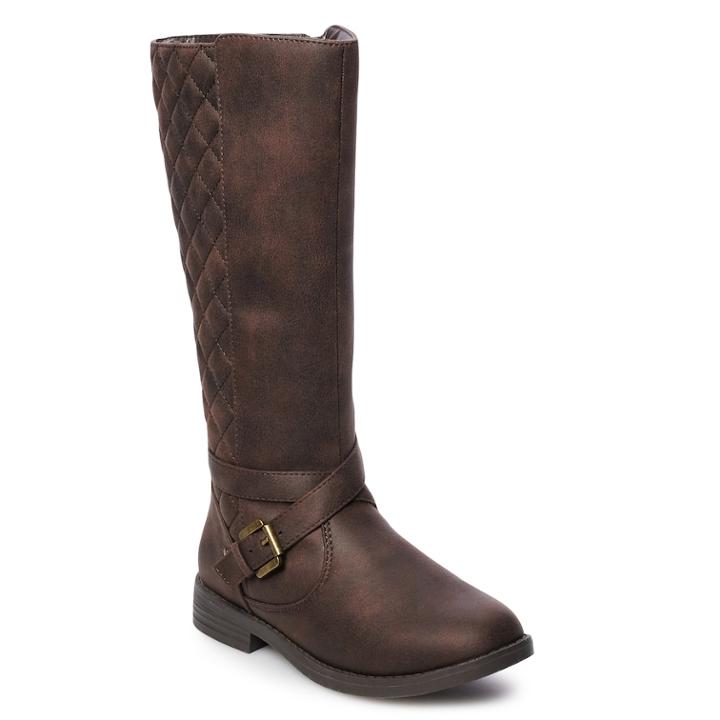 So&reg; Carrie Girls' Tall Riding Boots, Size: 2, Med Brown