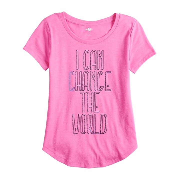 Girls 7-16 & Plus Size So&reg; Curve Hem Shiny Graphic Tee, Size: 18 1/2, Light Pink